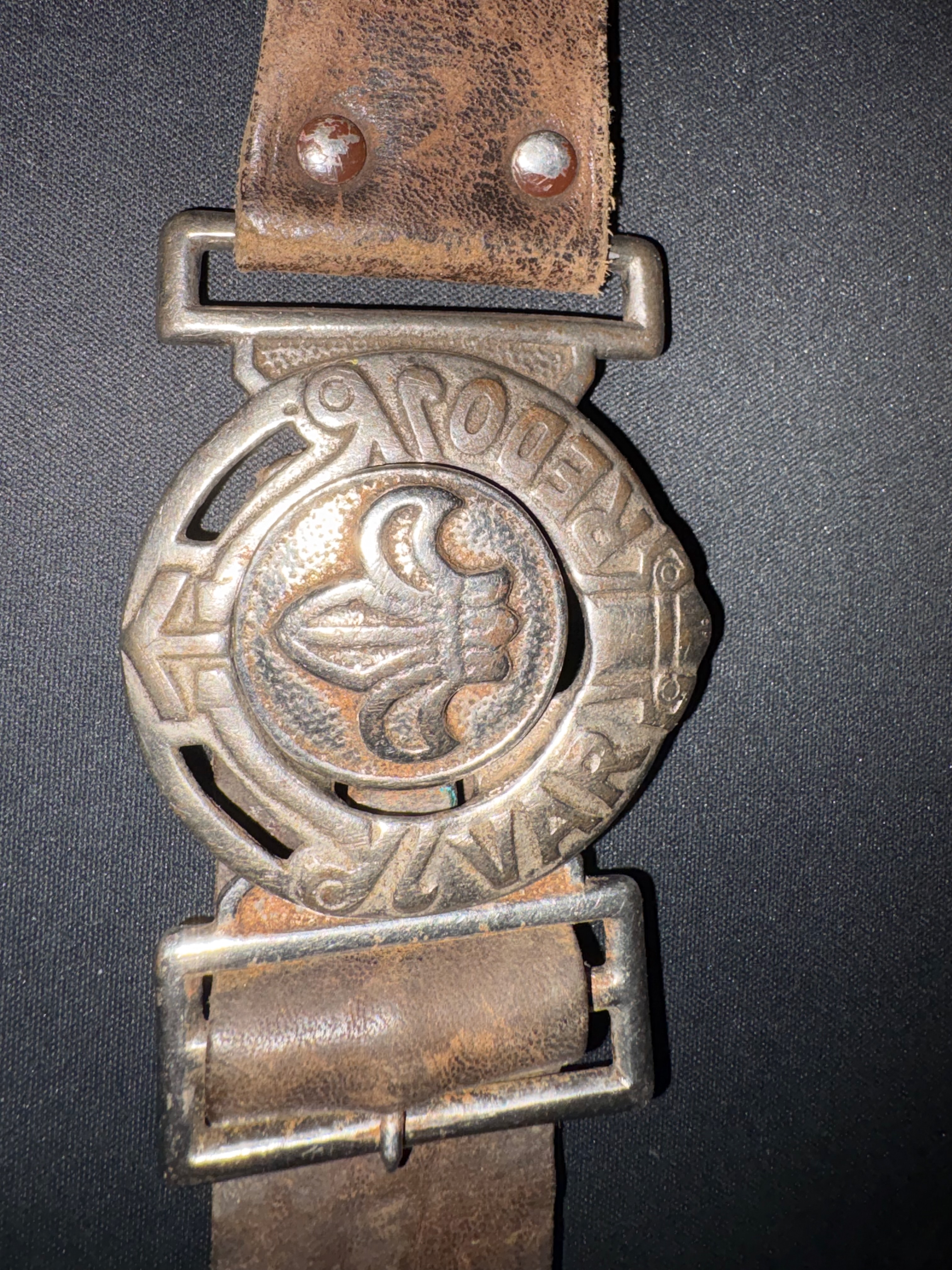 Original scout belt buckle from the museum visit.